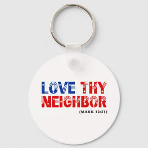 Love Thy Neighbour Stars Stripes: hurricanesupport Keychain