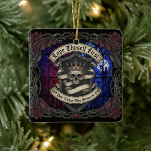 Love Thyself First Ceramic Ornament