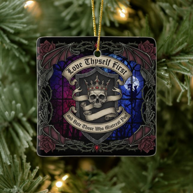 Love Thyself First Ceramic Ornament (Tree)