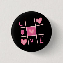 Love Tic Tac Toe Pin Button | Valentine's Day Gift