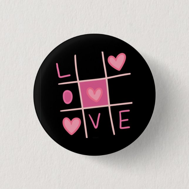 Love Tic Tac Toe Pin Button | Valentine's Day Gift (Front)