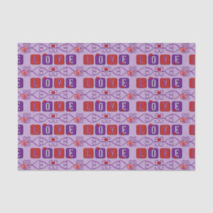 Love Tiles-Red-Purple Light-TISSUE WRAP PAPER