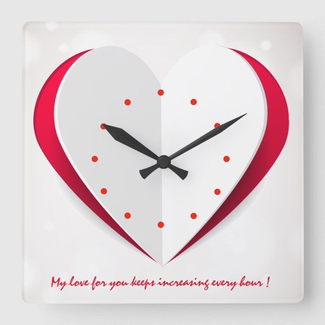 Love Time Book Heart Shape Wall Clock (Front)