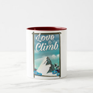 Love to Climb vintage style travel poster Two-Tone Coffee Mug
