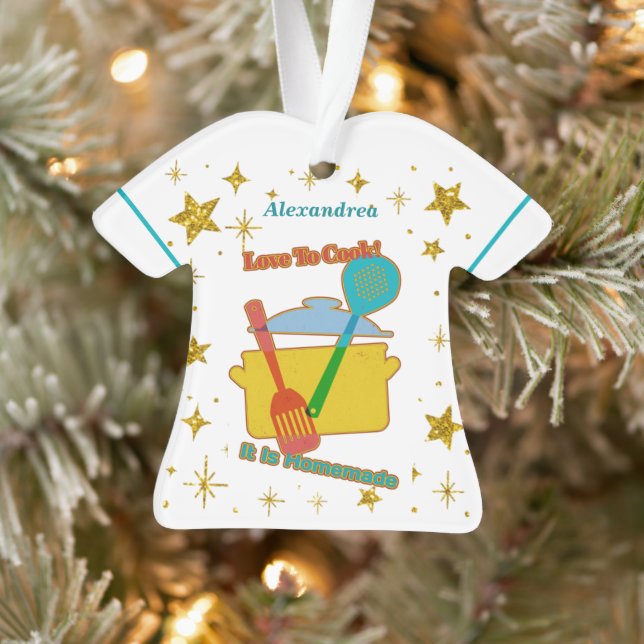 Love To Cook Christmas Gold Stars  Ornament (Tree)