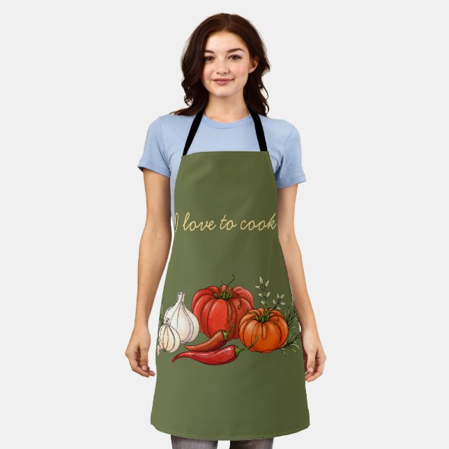 Love to Cook Vegetable Kitchen Apron (Worn)