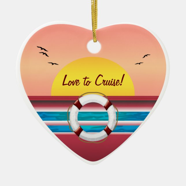 Love to Cruise Sunset - Your Photo Personalized Ceramic Ornament (Front)