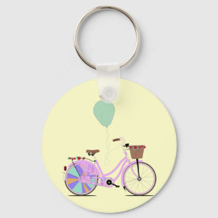 Love to Cycle on my Pink Bike by Andy Scullion Keychain