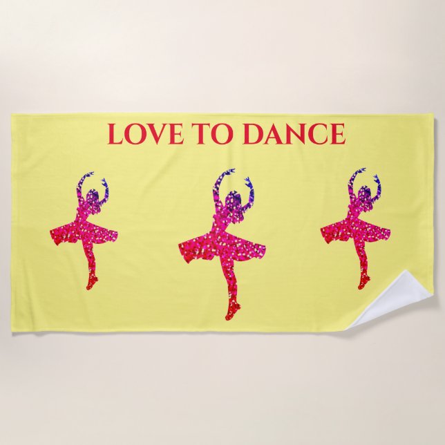 LOVE TO DANCE beach towel. Beach Towel (Front)