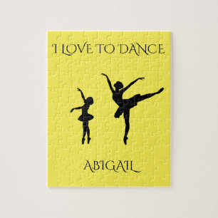 "Love to dance" puzzle with personalized name.
