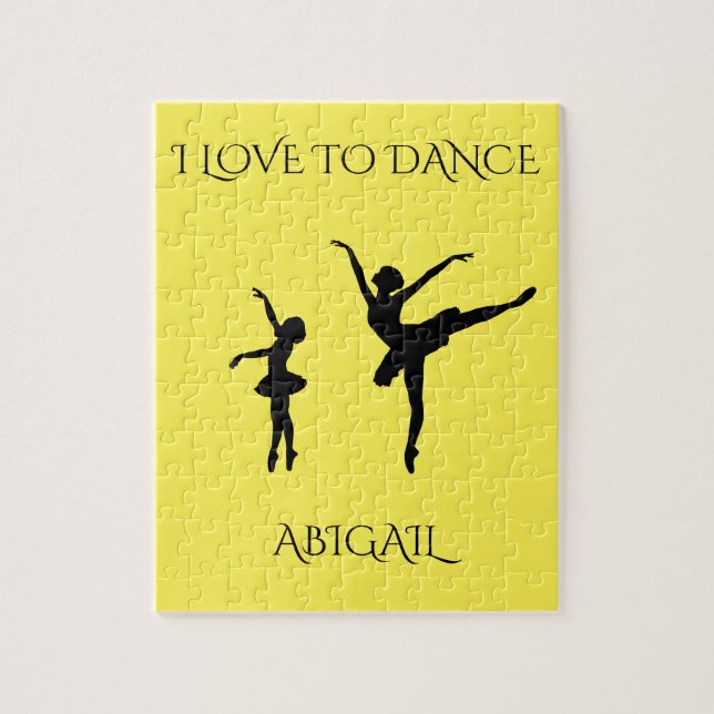"Love to dance" puzzle with personalized name. (Vertical)