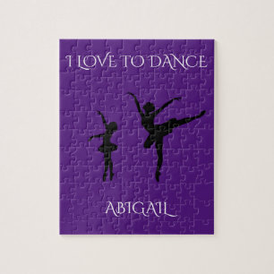 "Love to dance" puzzle with personalized name.