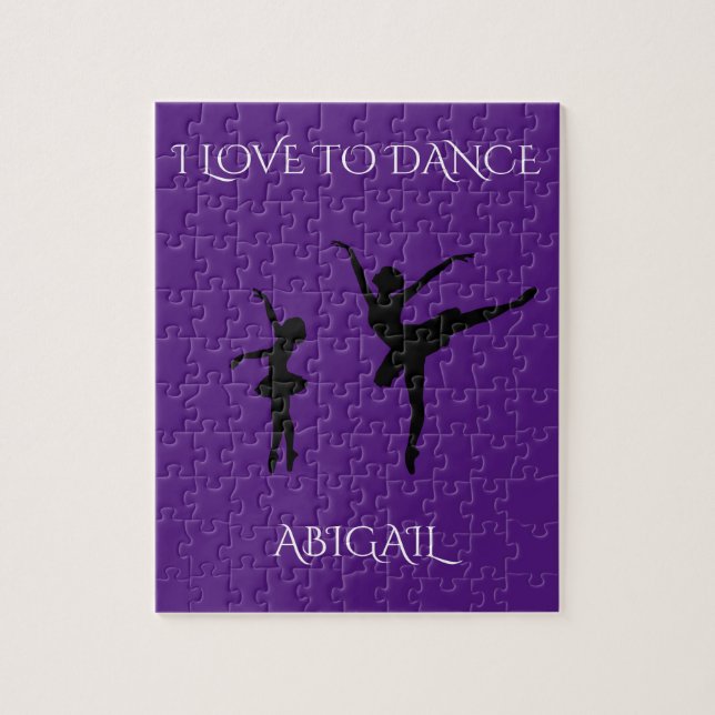 "Love to dance" puzzle with personalized name. (Vertical)