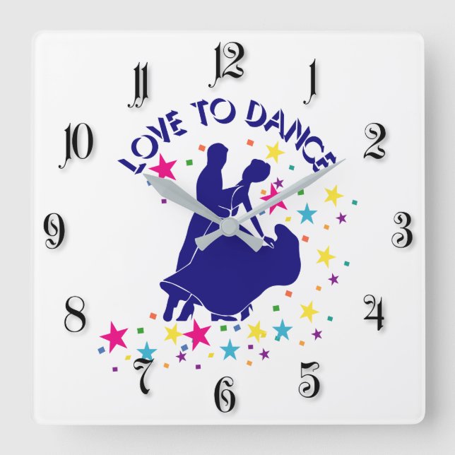 Love to dance square wall clock (Front)