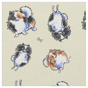 Love To Parti Pomeranians Sand Fabric