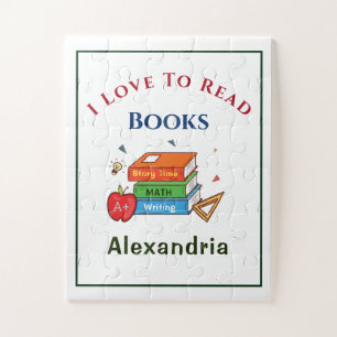 Love To Read Books Reader Reading Personalize Jigsaw Puzzle
