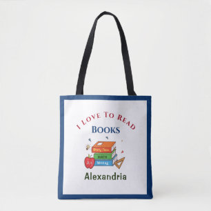 Love To Read Books Reader Reading Personalize Tote Bag