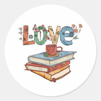 Love to Read Books Round Sticker