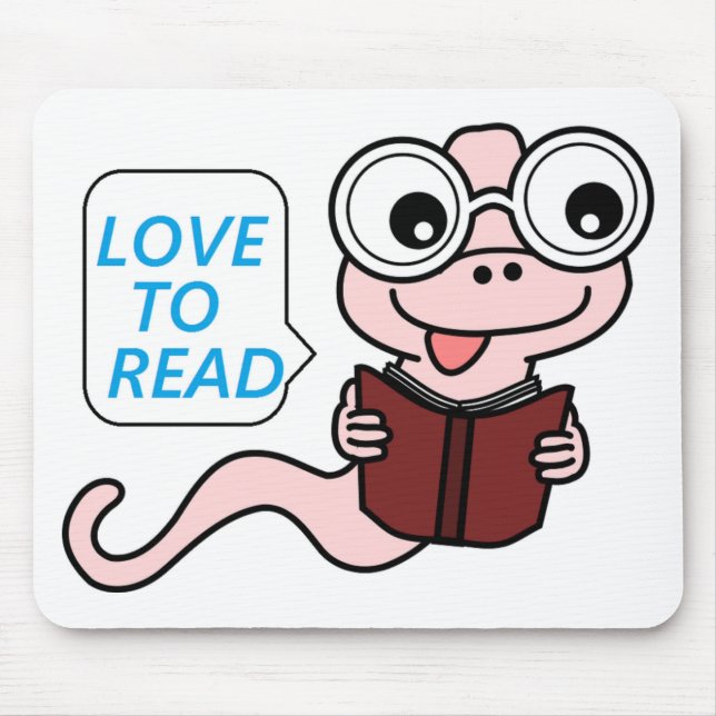 "LOVE TO READ" BOOKWORM MOUSE PAD (Front)