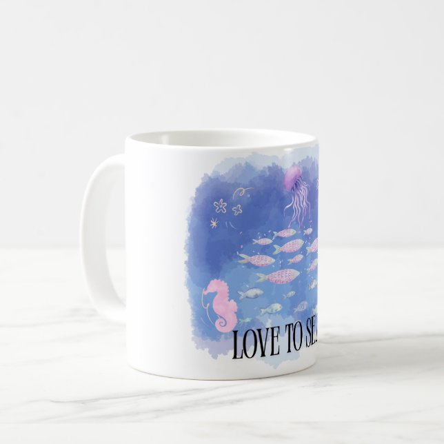 LOVE TO SEA COFFEE MUG (Front Left)