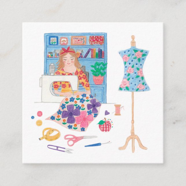 'Love to Sew' Square Business Card (Front)