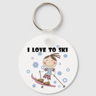 Love to Ski - Girl Tshirts and Gifts Keychain
