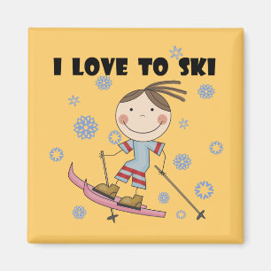 Love to Ski - Girl Tshirts and Gifts Magnet