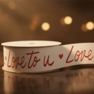 Love to U white and red Grosgrain Ribbon