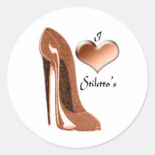 Love Toffee Stiletto Shoe and 3D Heart Classic Round Sticker