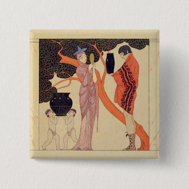 Love Token (w/c on paper) 2 Inch Square Button (Front)