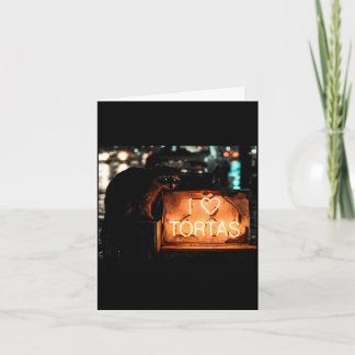 Love tortas raccoon mexican food  card