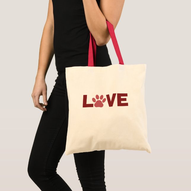 Love Tote Bag With Paw Print (Front (Product))