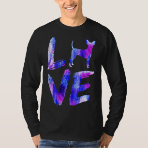 Love Toy Fox Terrier Watercolor Blue Dog Mom Dad T-Shirt