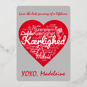 LOVE translated into 40 Languages Valentine's Day Foil Holiday Card