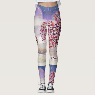 Love Tree Branches with Red Hearts Leggings