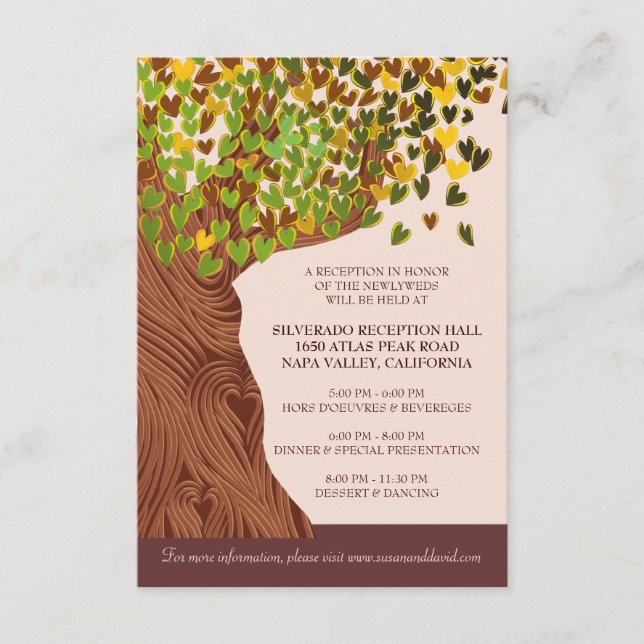 Love Tree Falling Heart Feuille Carte de réception (Devant)