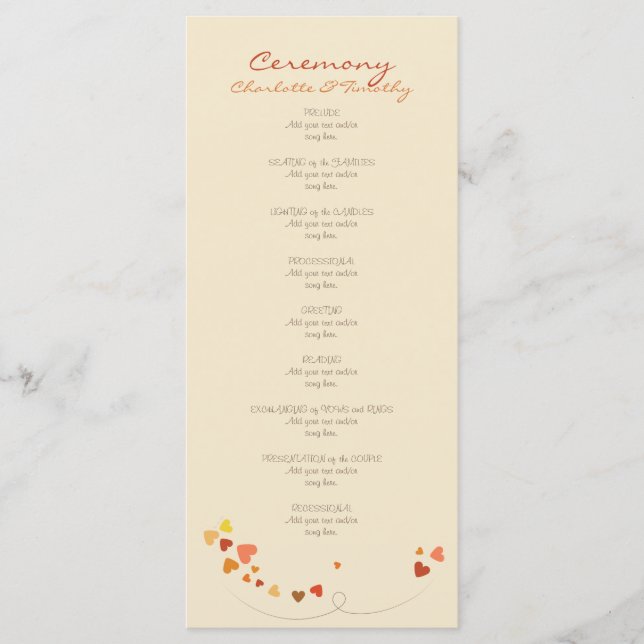 Love Tree Hearts Wedding Program (Front)