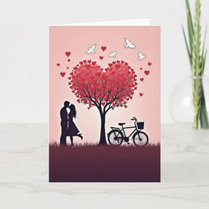 Love Tree Kissing Couple Card