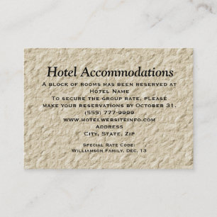 Love Tree Lilac Hotel Accommodation Insert Cards