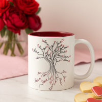 Love Tree of Life Art White Dark Red Hearts Cute