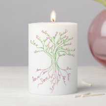 Love Tree of Life Art White Green Pink Hearts Cute