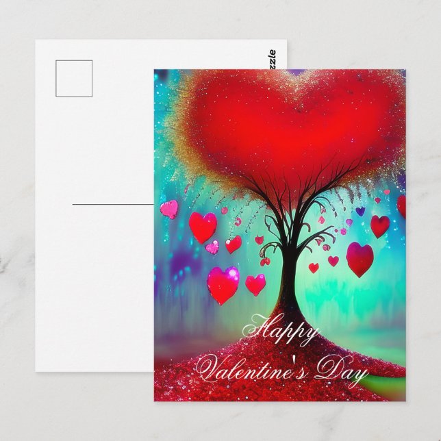 Love tree valentine postcard (Front/Back)