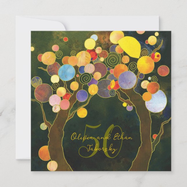 Love Trees 50th Golden Wedding Anniversary Invitation (Front)