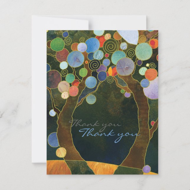 Love Trees Blue Modern Wedding Thank You (Front)