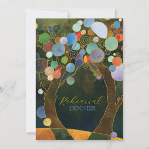Love Trees in Blue Wedding Rehearsal Dinner Invitation