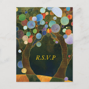 Love Trees(in Blue): Wedding RSVP Postcards