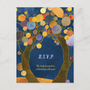 Love Trees Royal Blue Wedding RSVP Invitation Postcard