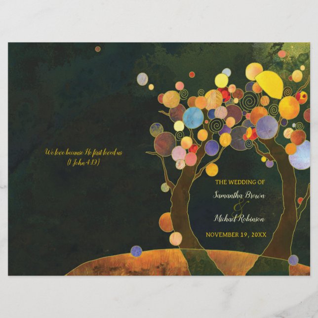 Love Trees Rustic Wedding BiFold Program (Front)