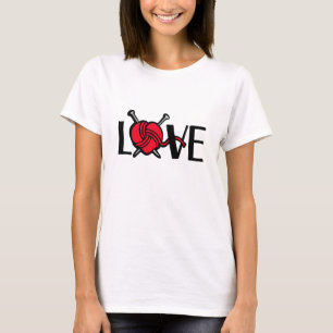 Love tricot rouge noir slogan graphique t-shirt
