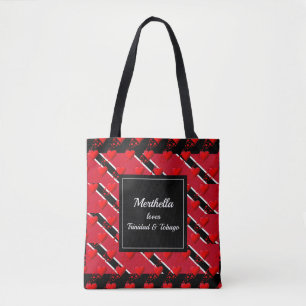 LOVE TRINIDAD TOBAGO Personalized Flag Hearts Tote Bag